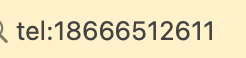 Close-up showing the phone link code “tel:18666512611.”